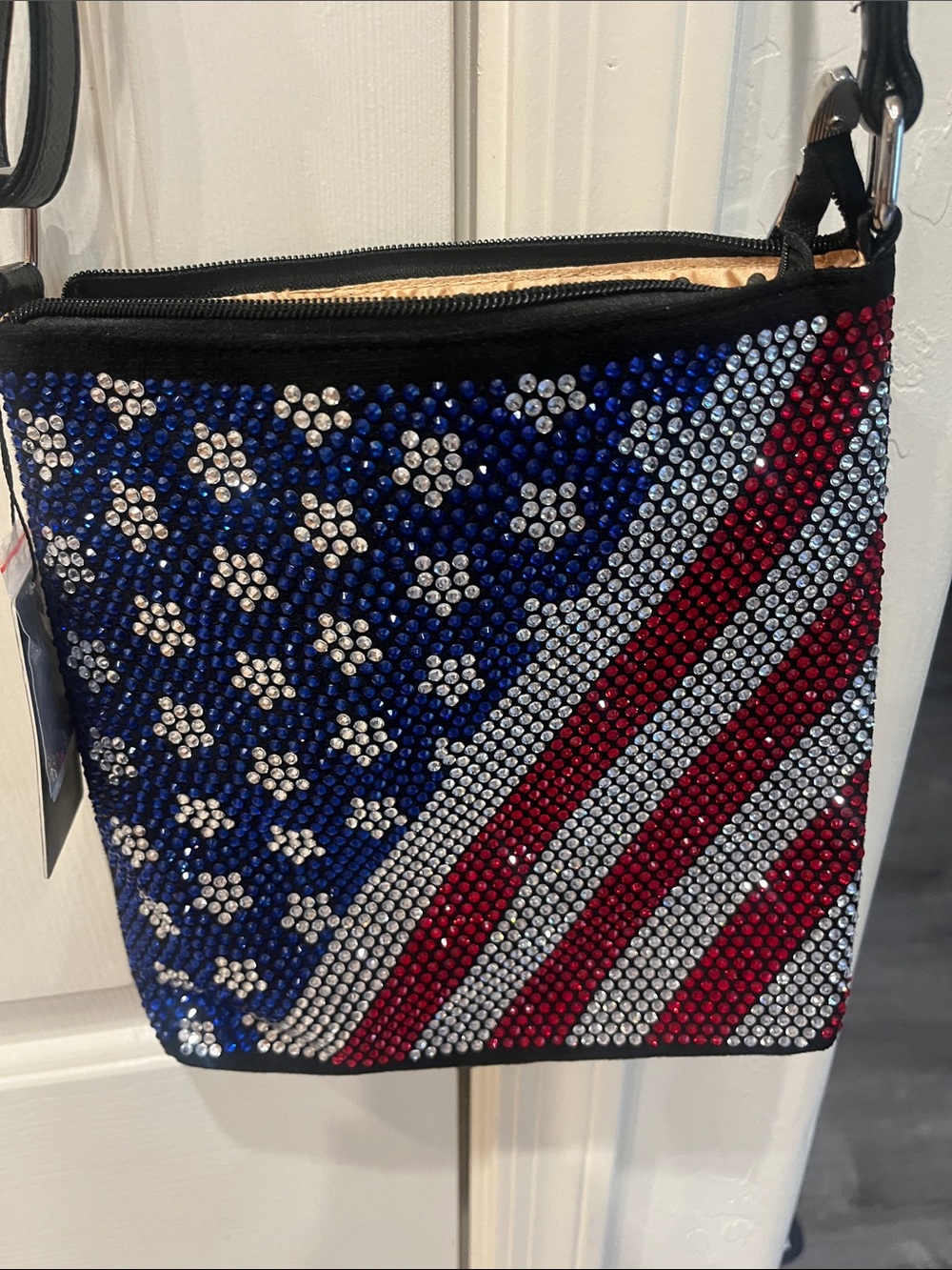 Embellished American Flag Crossbody Bag - Red, White & Blue NWT